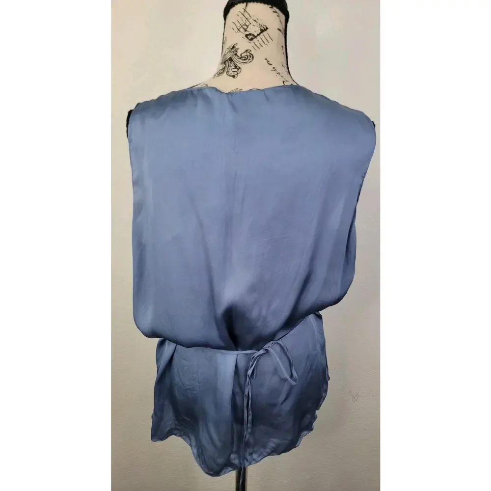 Theory Babydoll Silk Cami Tank Sz Medium Basic Shell Gray Blue Office Siren